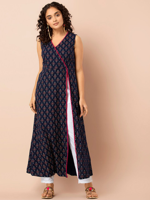INDYA Women Navy Blue & Red Printed Anarkali Kurta
INDYA Women Navy Blue & Red Printed Anarkali Kurta