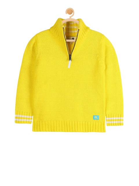 Cherry Crumble Boys Yellow Solid Cardigan Sweater