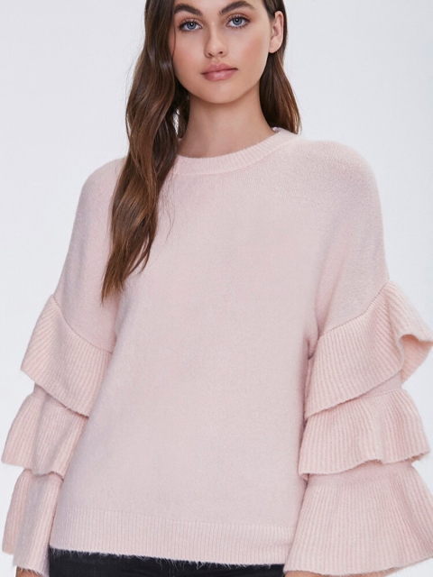 FOREVER 21 Women Pink Solid Pullover Sweater
