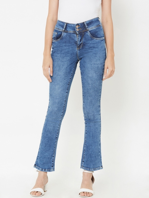 Kraus Jeans Women Blue Bootcut Mid-Rise Clean Look Jeans