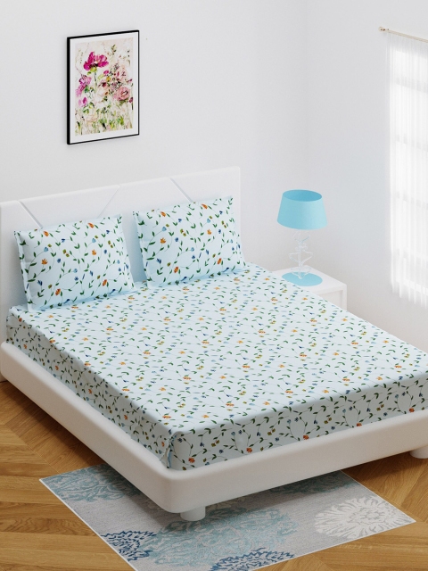 BOMBAY DYEING Blue & Green Floral Printed 164 TC Cotton Double Queen Bedsheet With 2 Pillow Covers
BOMBAY DYEING Blue & Green Floral Printed 164 TC Cotton Double Queen Bedsheet With 2 Pillow Covers