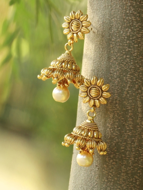 Adwitiya Collection Gold-Toned Classic Jhumkas