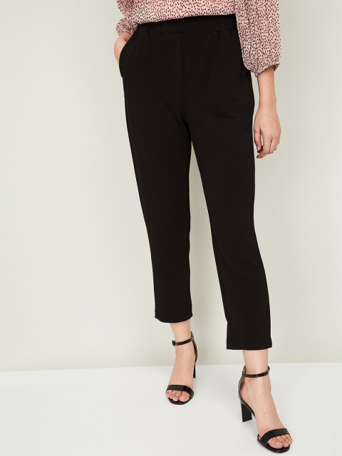 CODE by Lifestyle Women Black Regular Fit Solid Regular Trousers