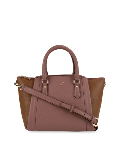 Da Milano Pink & Brown Colourblocked Handheld Bag