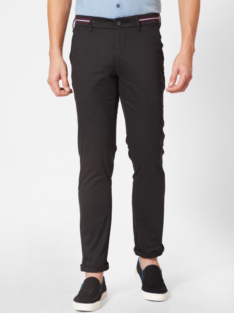 J Hampstead Men Black Slim Fit Solid Regular Trousers