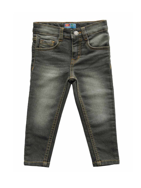 Kid Studio Boys Grey Tapered Fit Mid-Rise Low Distress Stretchable Jeans
