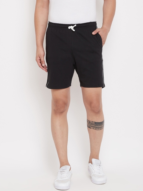 wesquare Men Black Solid Regular Fit Sports Shorts