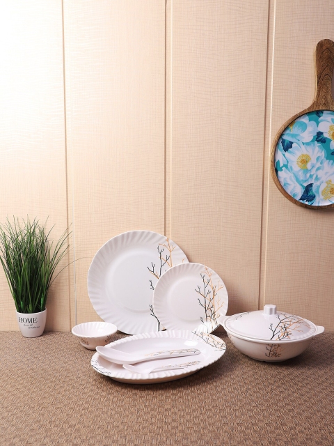 CDI White & Black Tree Print 41-Piece Dinner Set