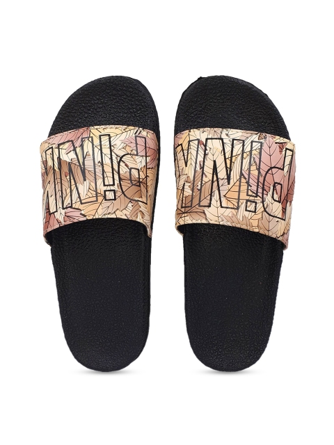 Pampy Angel Women Brown & Black Printed Water-Resistant Slides