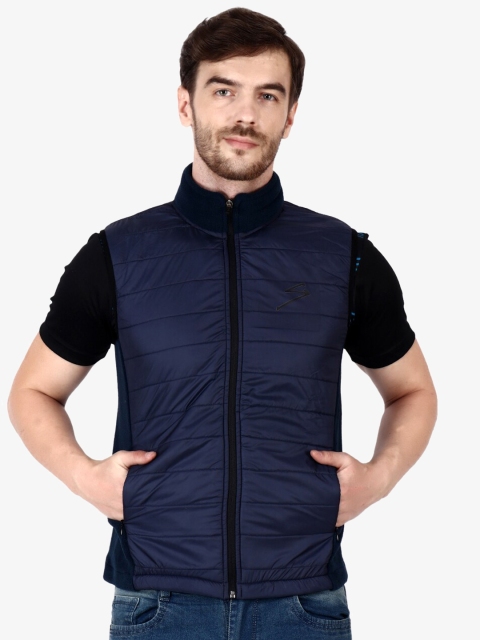 SG Men Navy Blue Solid Padded Jacket