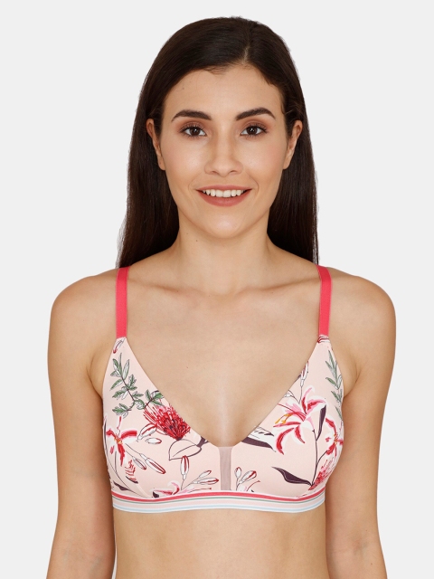 Zivame Women Pink Printed Non-Padded Wireless T-shirt Bra ZI105RFASHAPINK