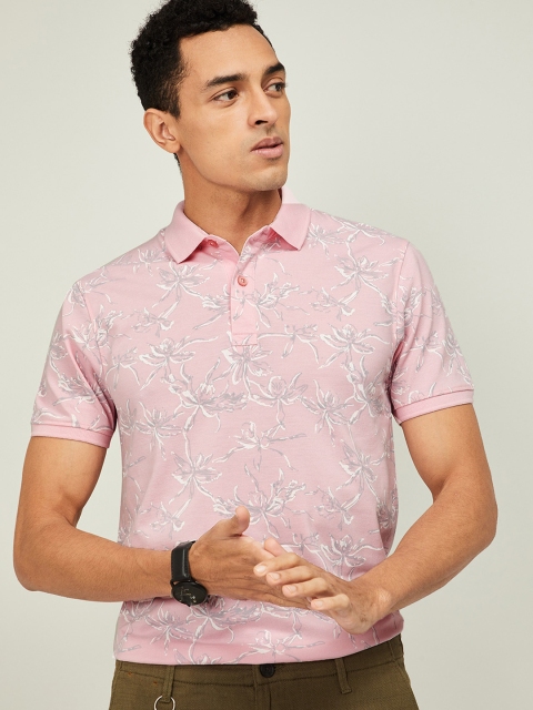 CODE by Lifestyle Men Pink Printed Polo Collar T-shirt