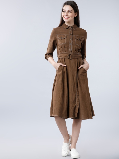 Tokyo Talkies Women Brown Solid Shirt Dress