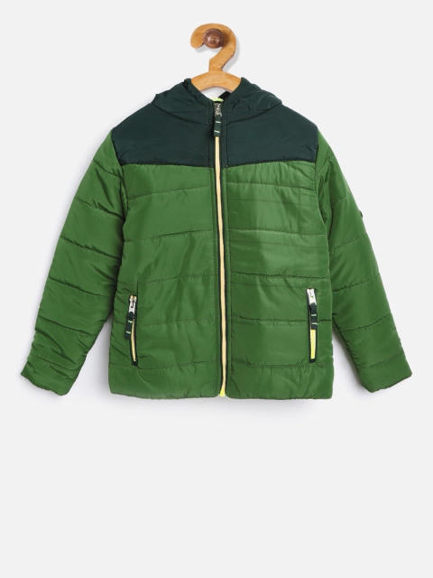 Cherry Crumble Boys Green Colourblocked Padded Jacket