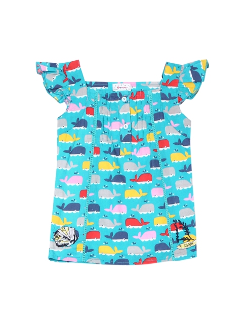 Donuts Infant Girls Turquoise Blue & Red Printed Tunic