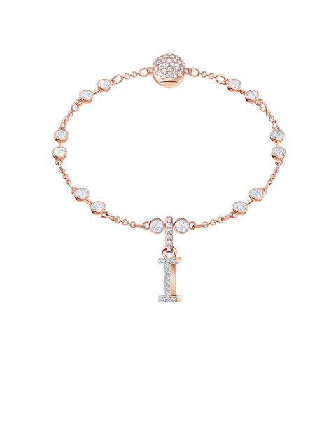 SWAROVSKI Women Rose Gold-Plated White Quartz Studded Letter I Charm Clip-On Pendant