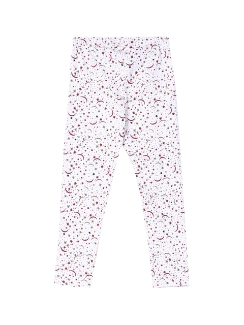 Cherokee Girls White & Maroon Printed Ankle-Length Leggings