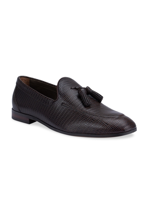 ROSSO BRUNELLO Men Brown Textured Leather Loafers