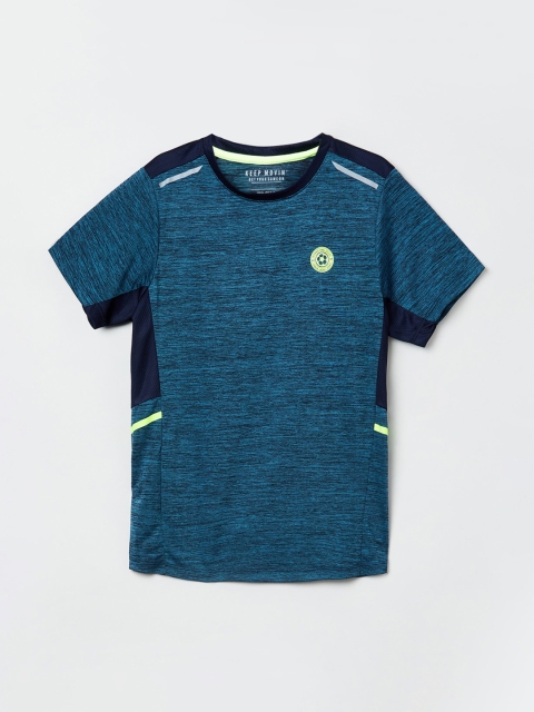 max Boys Blue Printed Round Neck T-shirt