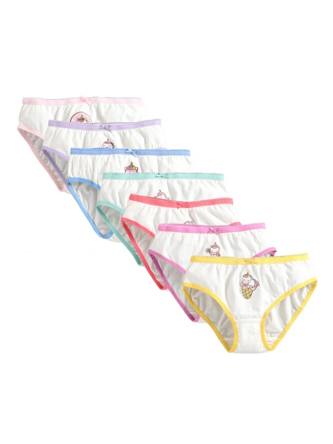 Charm n Cherish Girls Pack of 7 Ice cream Printed Briefs GWBRO46, Off white