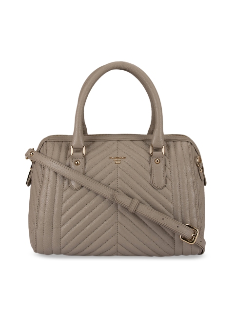 Da Milano Taupe Textured Leather Handheld Bag