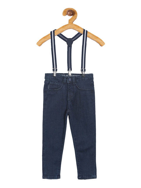 TALES & STORIES Boys Blue Regular Fit Jeans with Suspenders