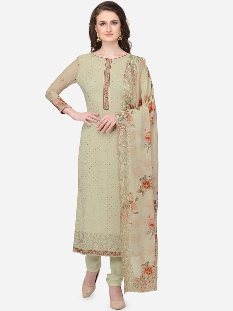 Stylee LIFESTYLE Green Poly Georgette Unstitched Dress Material
