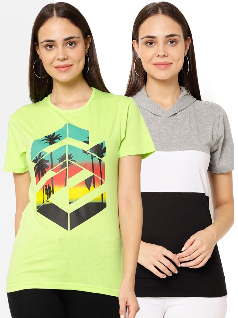 VIMAL JONNEY Women Pack of 2 T-shirts, Green