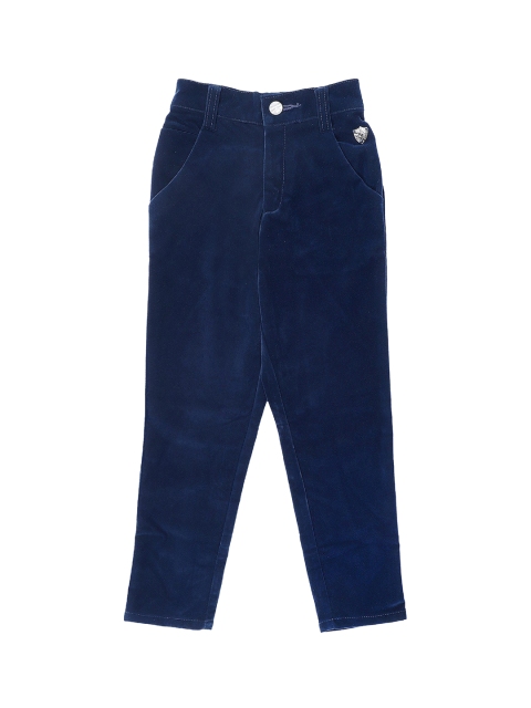 Actuel Boys Navy Blue Loose Fit Solid Regular Trousers