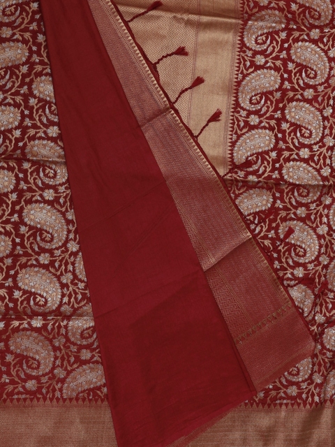 Bangalore Silk Emporium Maroon Solid Saree
