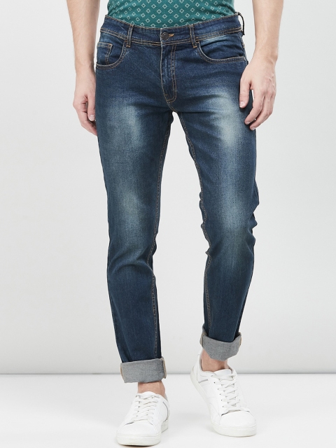 max Men Navy Blue Tapered Fit Mid-Rise Clean Look Jeans