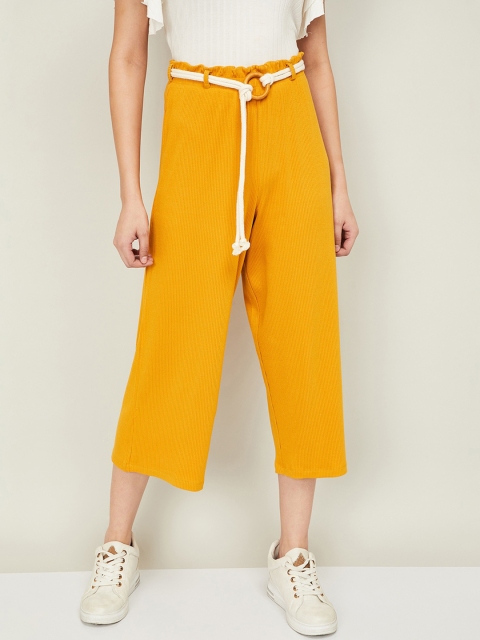 Ginger by Lifestyle Women Mustard Regular Fit Solid Culottes