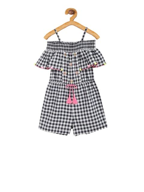 Nauti Nati Girls Black & White Checked Playsuit
