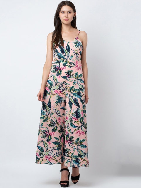 DODO & MOA Women Pink & Blue Printed Basic Jumpsuit