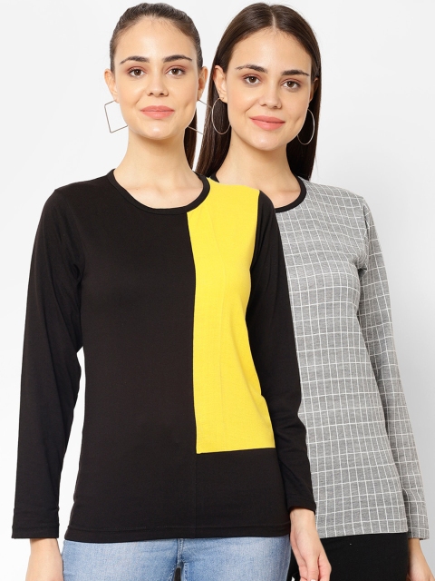 VIMAL JONNEY Women Multicoloured Striped Hood T-shirt, Multi