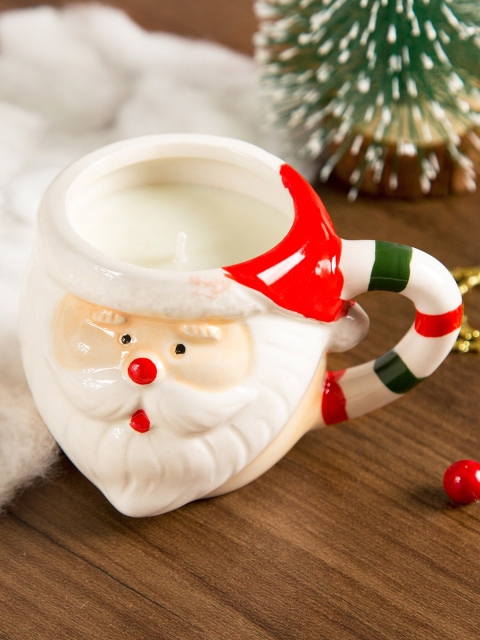 Bigsmall Red & White Santa Shaped Hand-Painted Scented Candle