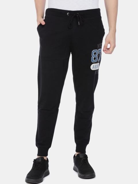 Aeropostale Men Black Solid Straight-Fit Joggers