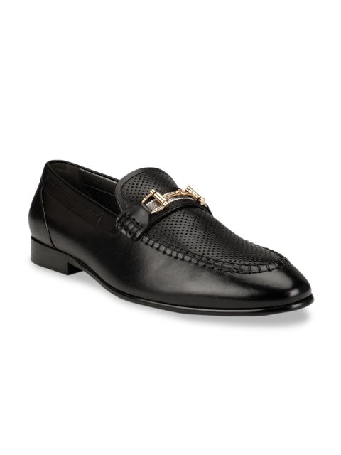 ROSSO BRUNELLO Men Black Textured Leather Formal Loafer
