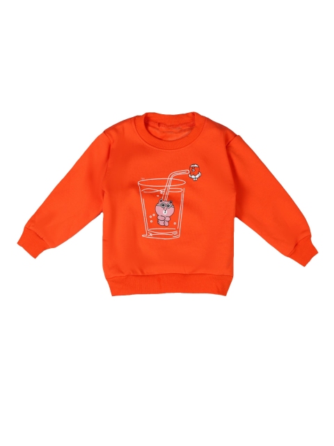 DOROKIDS Boys Orange Printed Pure Cotton Sweatshirt