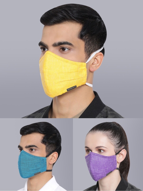 VASTRAMAY Unisex Pack Of 3 3-Ply Adjustable Face Mask, Purple