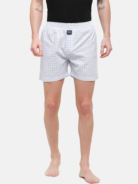 CAVALLO BY LINEN CLUB Men Blue Checked Cotton Linen Boxers CAMBH001CK00003