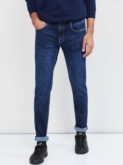 max Men Navy Blue Skinny Fit Mid-Rise Clean Look Jeans