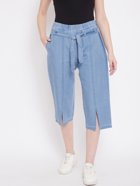 C9 Women Blue Solid Slim Fit Denim Capris