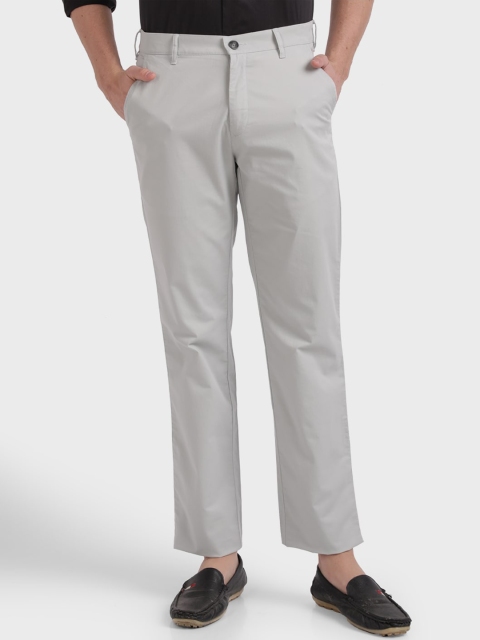 ColorPlus Men Grey Regular Fit Solid Regular Trousers