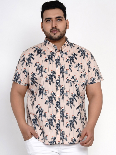 Santonio Men Beige Regular Fit Printed Casual Shirt