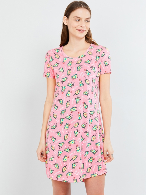 max Women Pink Printed A-Line Dress