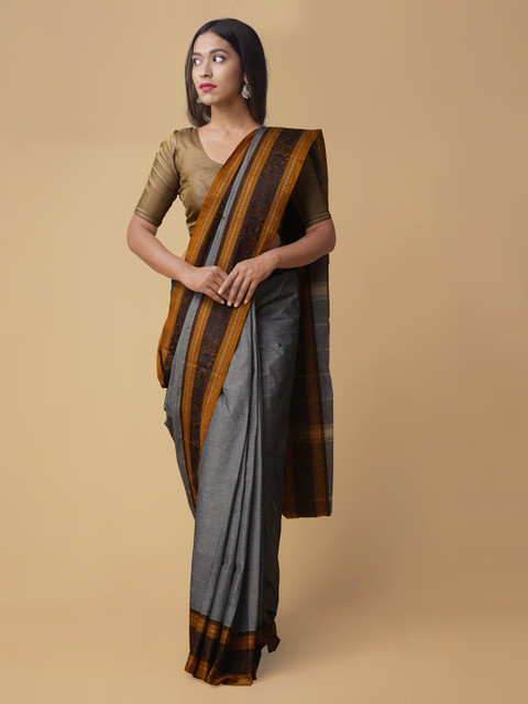 Unnati Silks Grey Solid Pure Pavni Handcrafted Cotton Saree
Unnati Silks Grey Solid Pure Pavni Handcrafted Cotton Saree