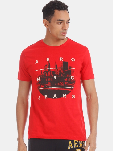 Aeropostale Men Red & Black Printed Round Neck T-shirt