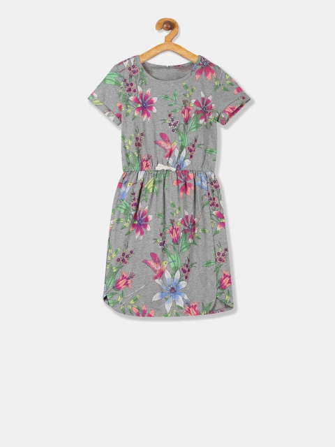 GAP Girls Grey Cinched-Waist T-Shirt Dress