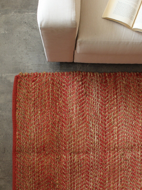 House This Red & Beige Woven Design Floor Mat